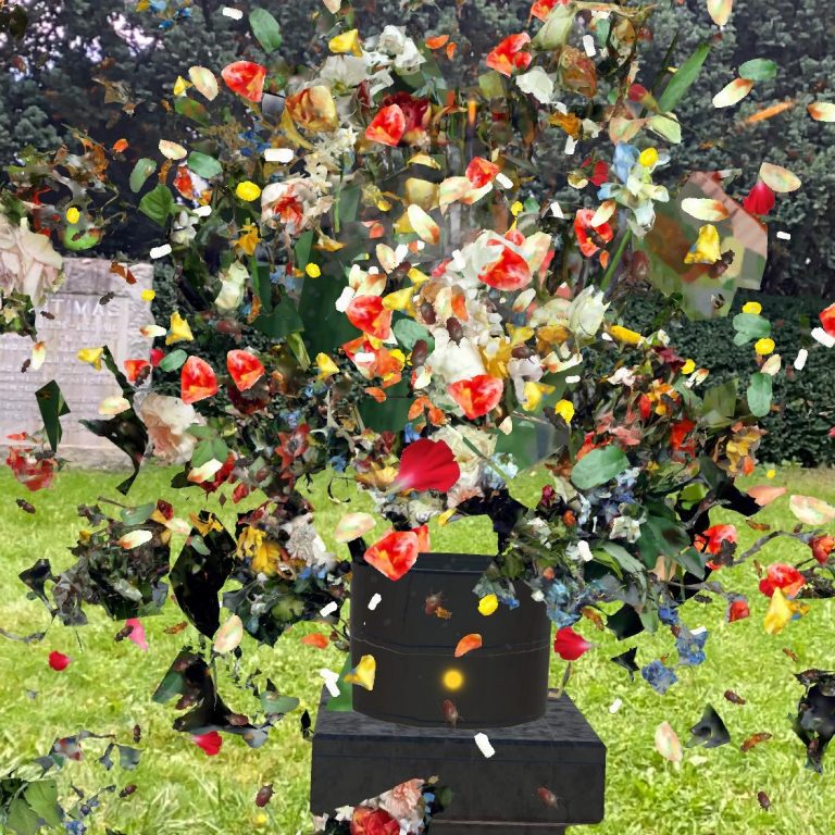 augmented reality flower vase exploding