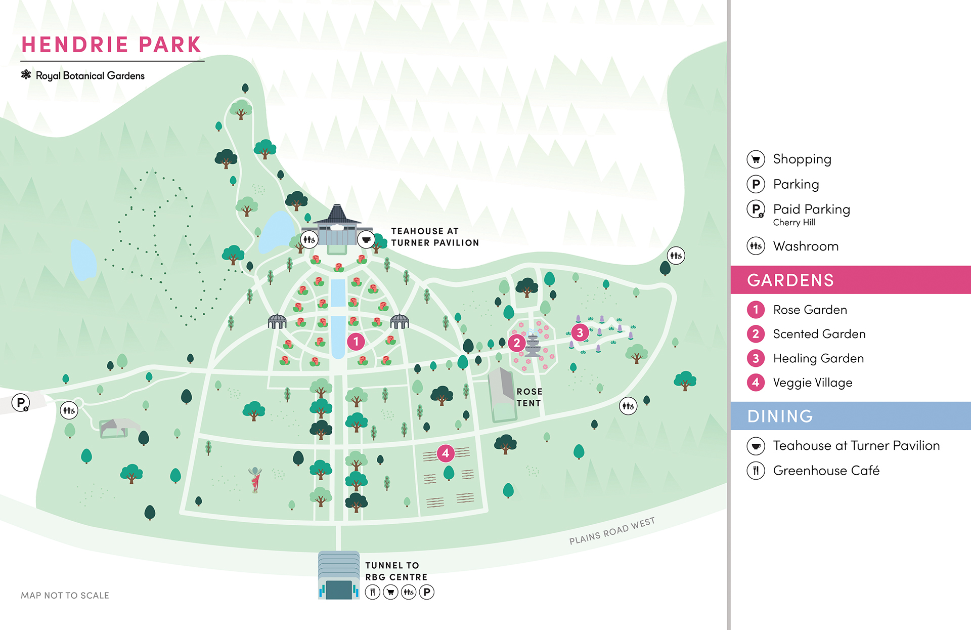 2025_RBG_Map_Hendrie 1 Visitor map of RBG Centre and Hendrie park indicating areas of interest