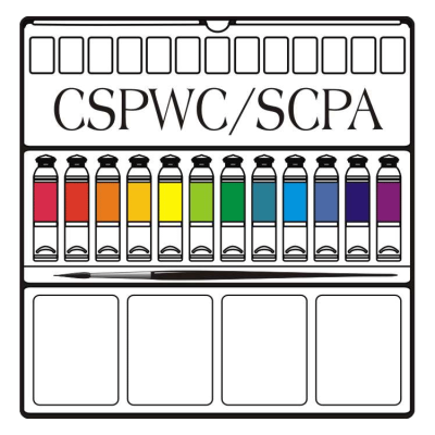 CSPWC Palette with paint brush LOGO Canadian Society of Painters in Watercolour logo