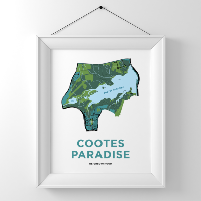 Cootes2023framed framed illustrated map of cootes paradise