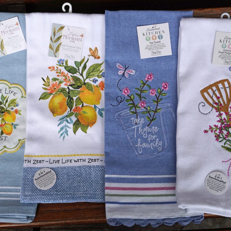 summery themed tea towels