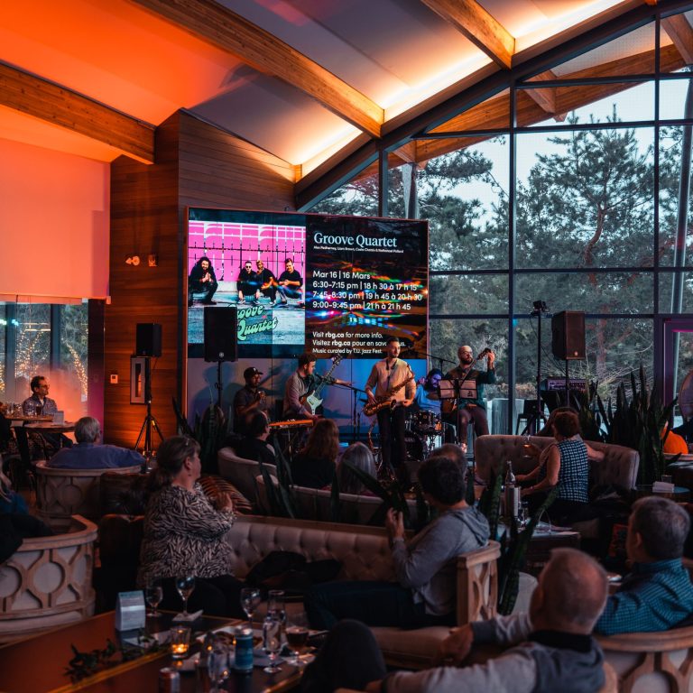 jazz quartet playing in the Rock Garden Visitor Centre during Wintertide