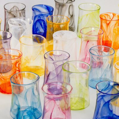 June Make and rob raeside glass art Collection of handmade, colourful glass containers