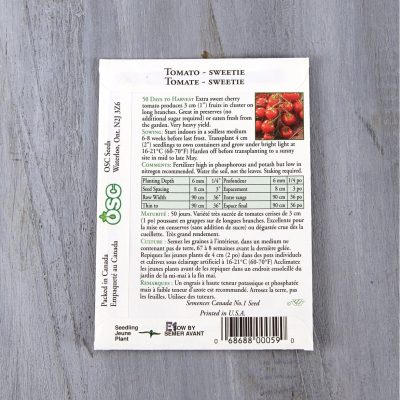 SD121-tomato-sweetie-d-1004 back of a tomato seed package with growing instructions