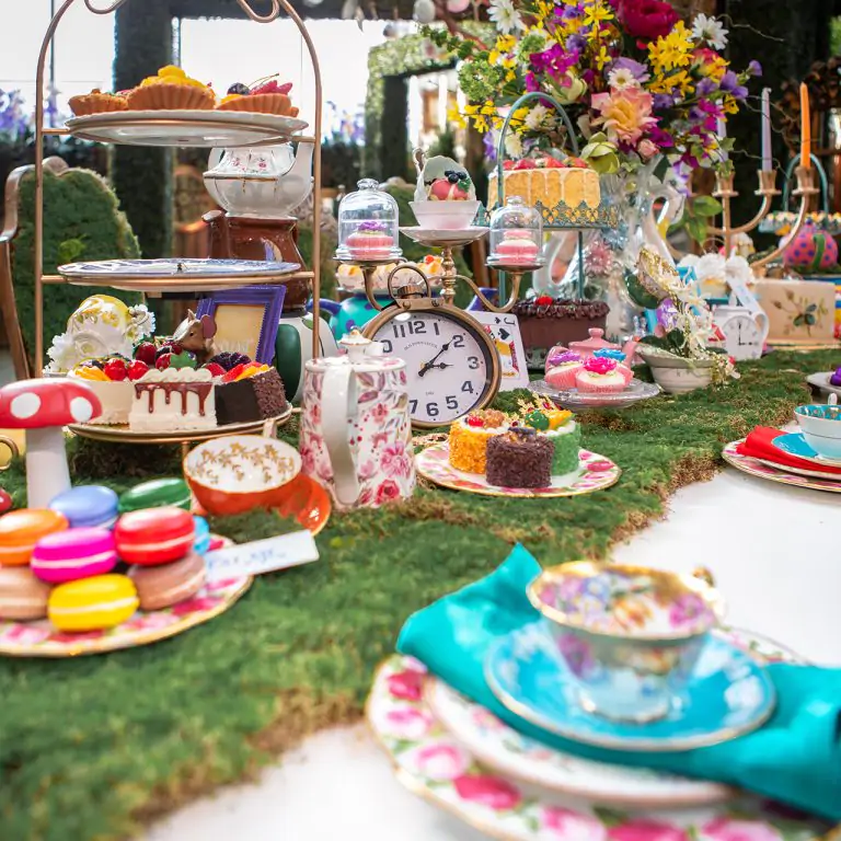 whimsical tea party table setup