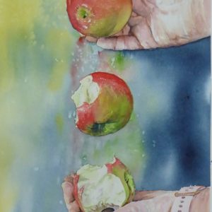 Snack Time, Bev Morgan Watercolour painting titled "Snack Time" by artist Bev Morgan