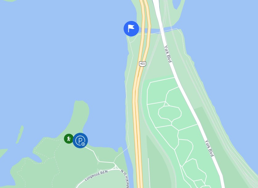 map showing fishway and parking lot locations