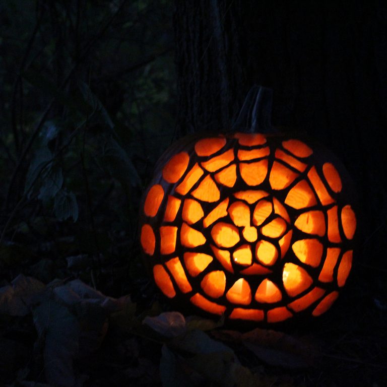 mandala carved into jack-o-lantern