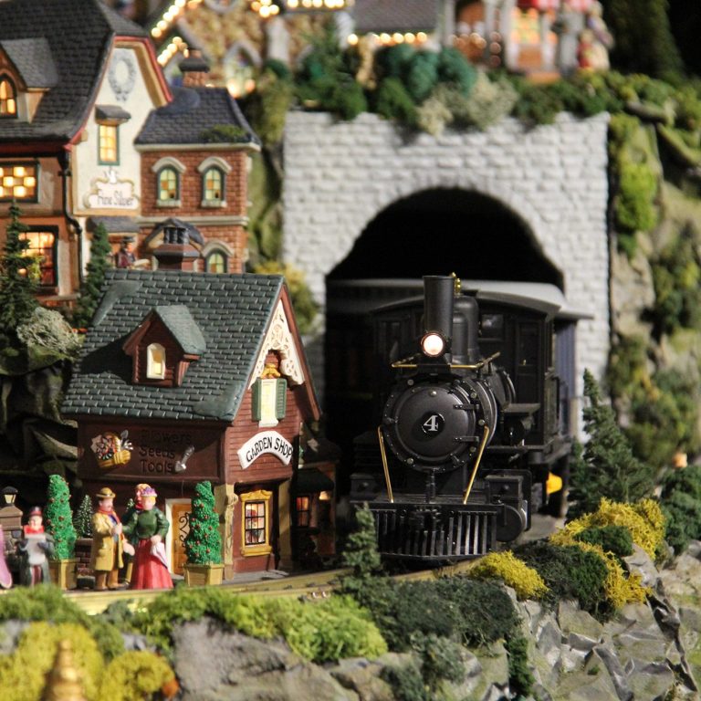 Model Locomotive Coming Through Tunnel Escarpment Train Exhibit