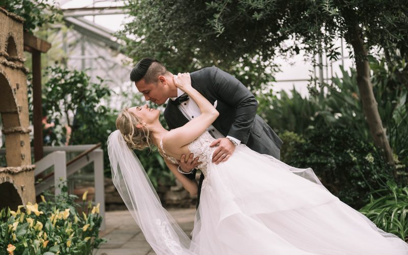 Wedding Bride And Groom Dip Mediterranean Garden Greenhouse